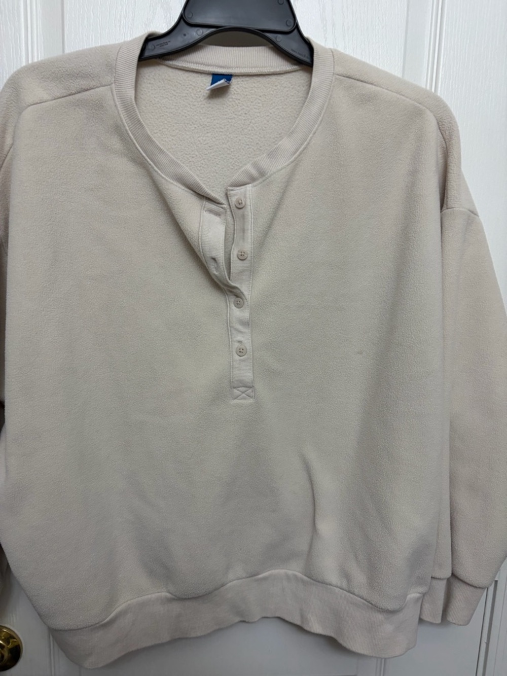 Old Navy Men's Cream Crewneck Henley Pullover